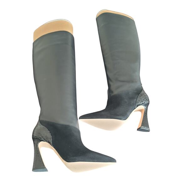 Louise Et Cie Jacobi Mixed Leather Knee High Boots Pointed‎ Toe Women's US 5M - Picture 3 of 10